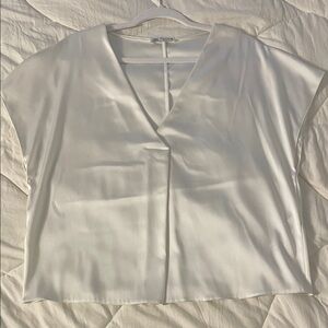 Zara Off-White Satin Blouse